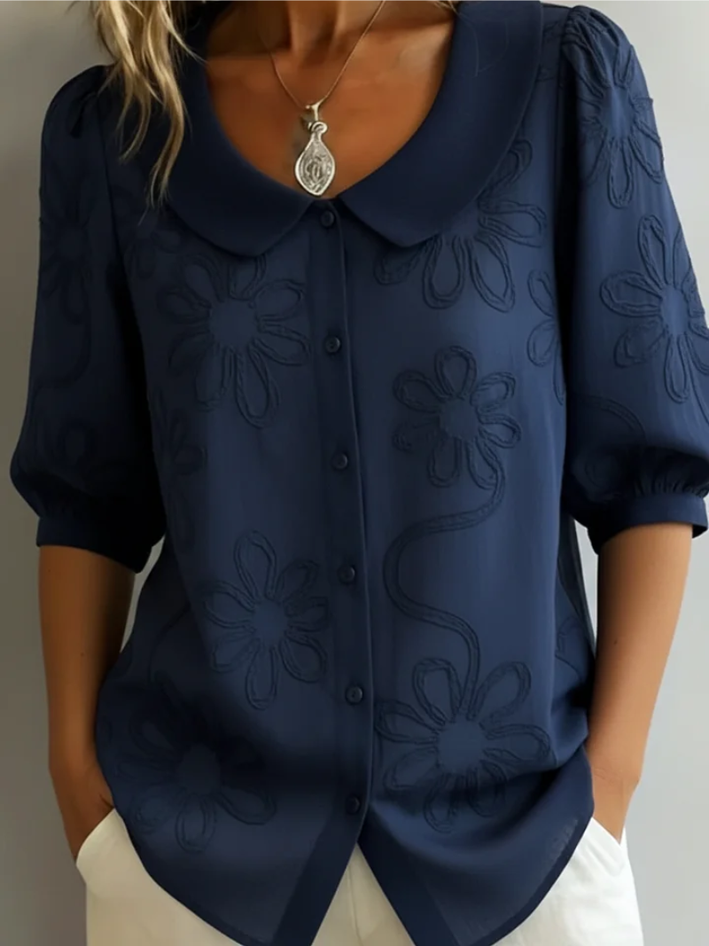 Helvano | Blumenbluse mit Rundhals für Damen