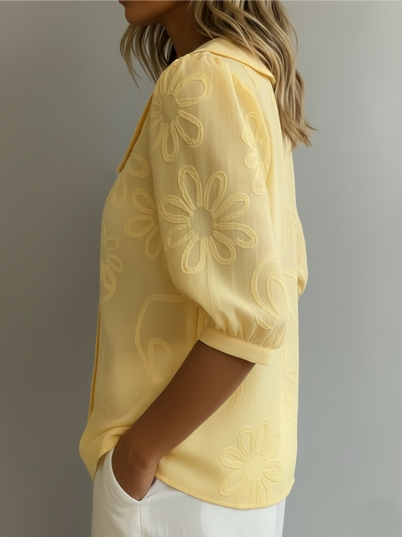 Helvano | Blumenbluse mit Rundhals für Damen