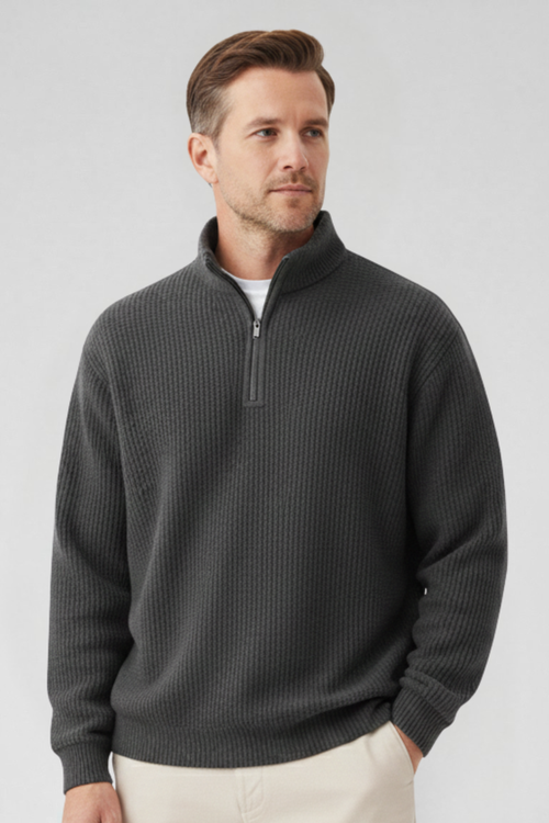 Helvano | Herren Strickpullover mit Zip-Kragen
