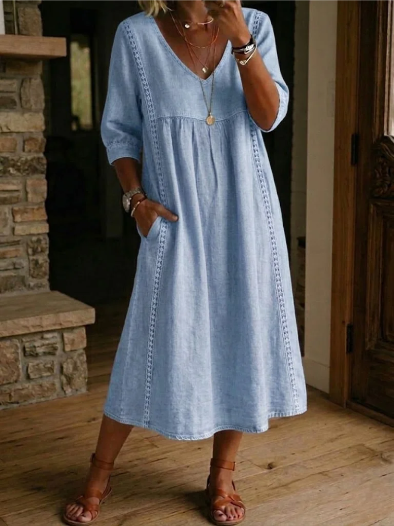 Helvano | Midikleid mit V-Ausschnitt für Damen