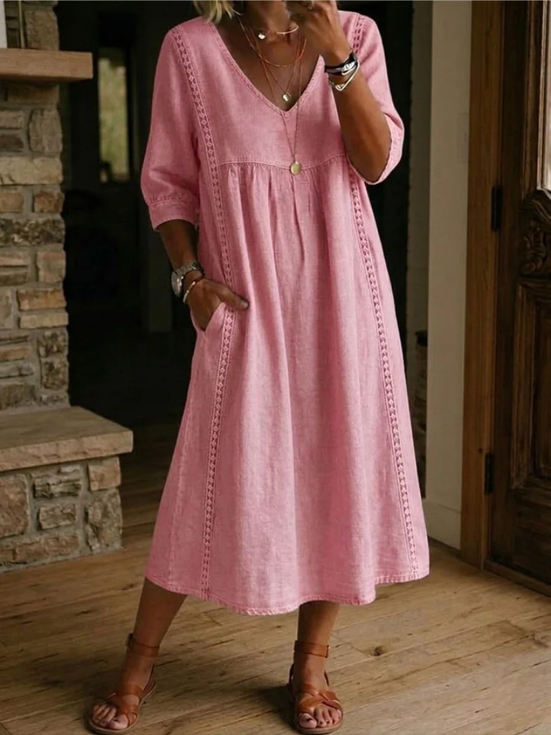 Helvano | Midikleid mit V-Ausschnitt für Damen