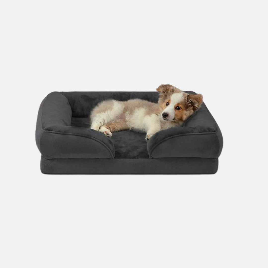 Helvano | Orthopädisches Hundebett in Grau &amp; Schwarz