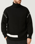 Helvano | Oversized Patchwork-Rollkragenpullover für Herren