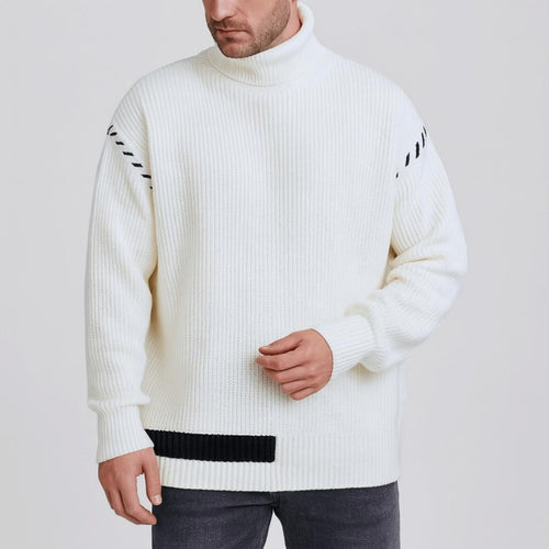 Helvano | Oversized Patchwork-Rollkragenpullover für Herren