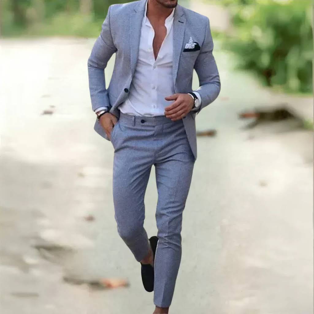 Helvano | Leinen-Anzug für Herren, 2-teilig, Slim Fit