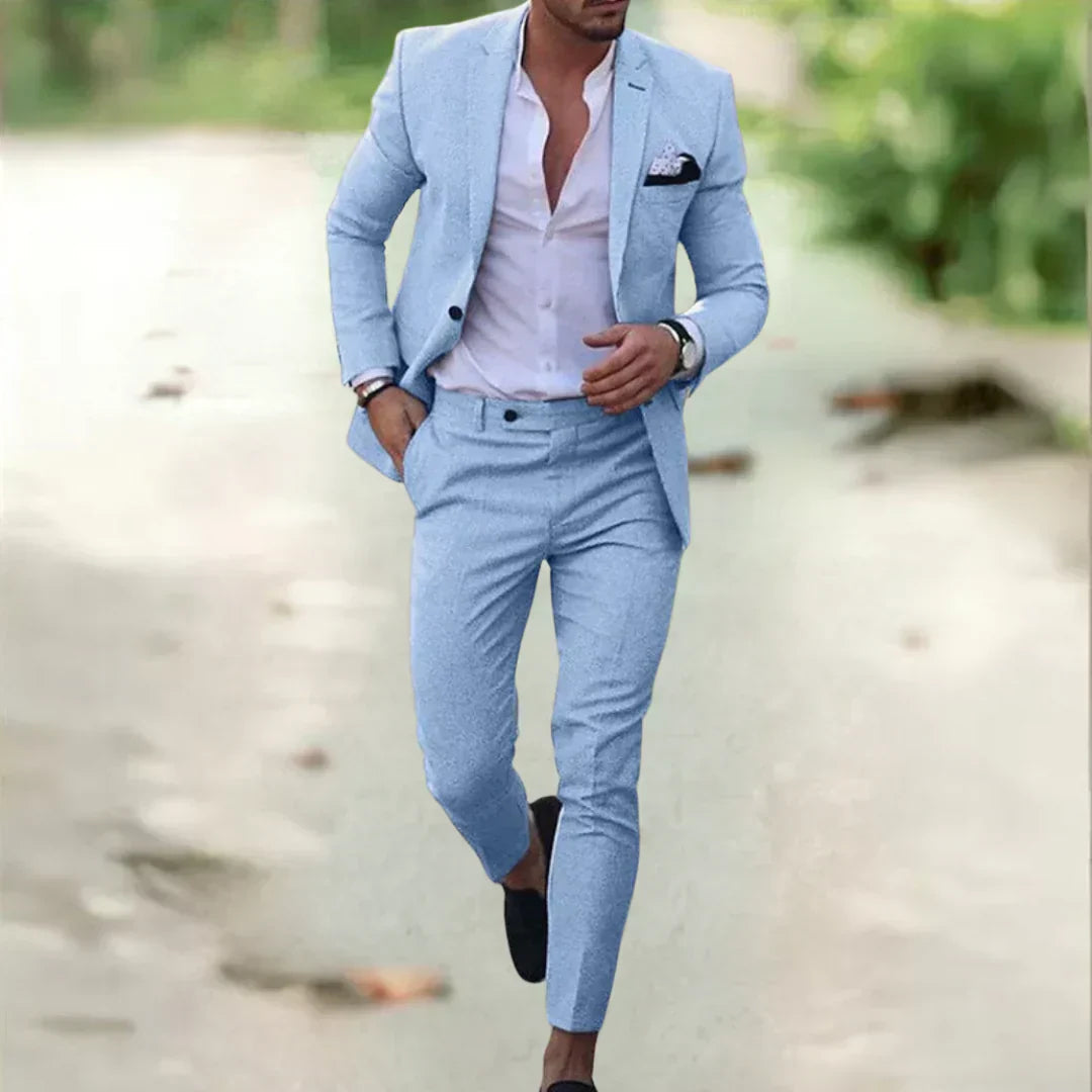 Helvano | Leinen-Anzug für Herren, 2-teilig, Slim Fit