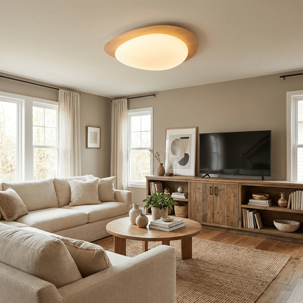 Helvano | Runde LED-Deckenleuchte mit Holzoptik