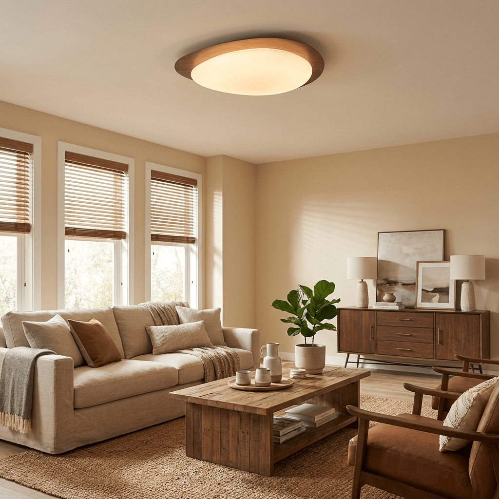Helvano | Runde LED-Deckenleuchte mit Holzoptik
