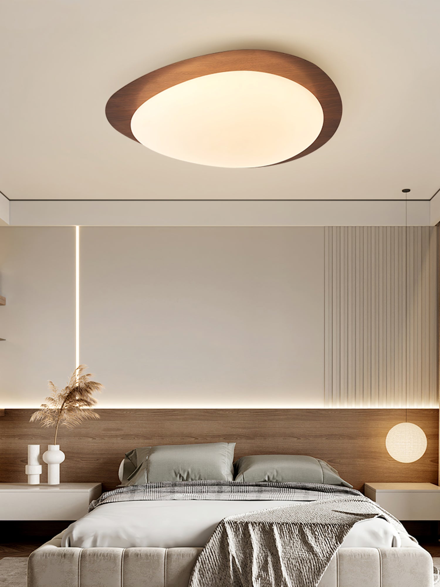 Helvano | Runde LED-Deckenleuchte mit Holzoptik
