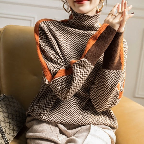 Helvano | Gestreifter Rollkragenpullover für Damen