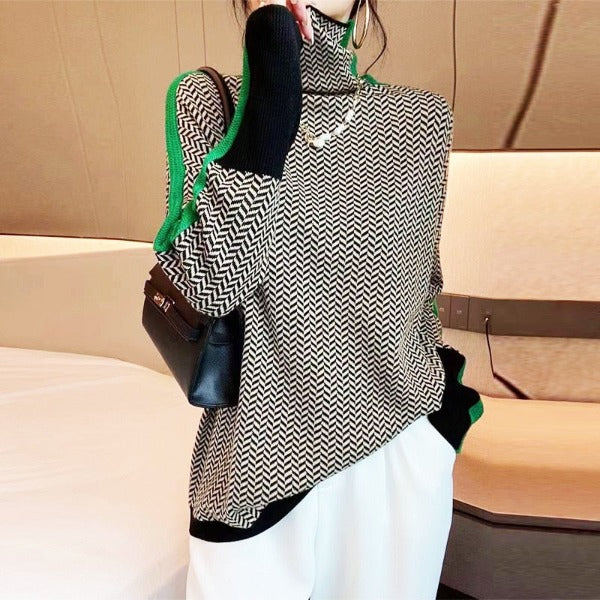 Helvano | Gestreifter Rollkragenpullover für Damen