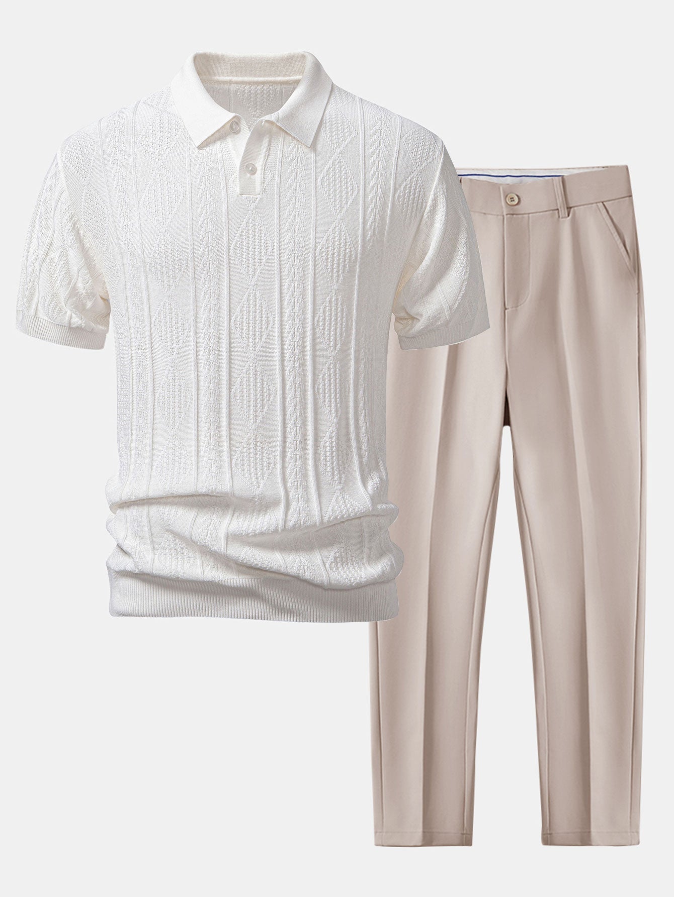 Helvano | Herren-Set Jacquard-Poloshirt &amp; Slim-Fit-Hose