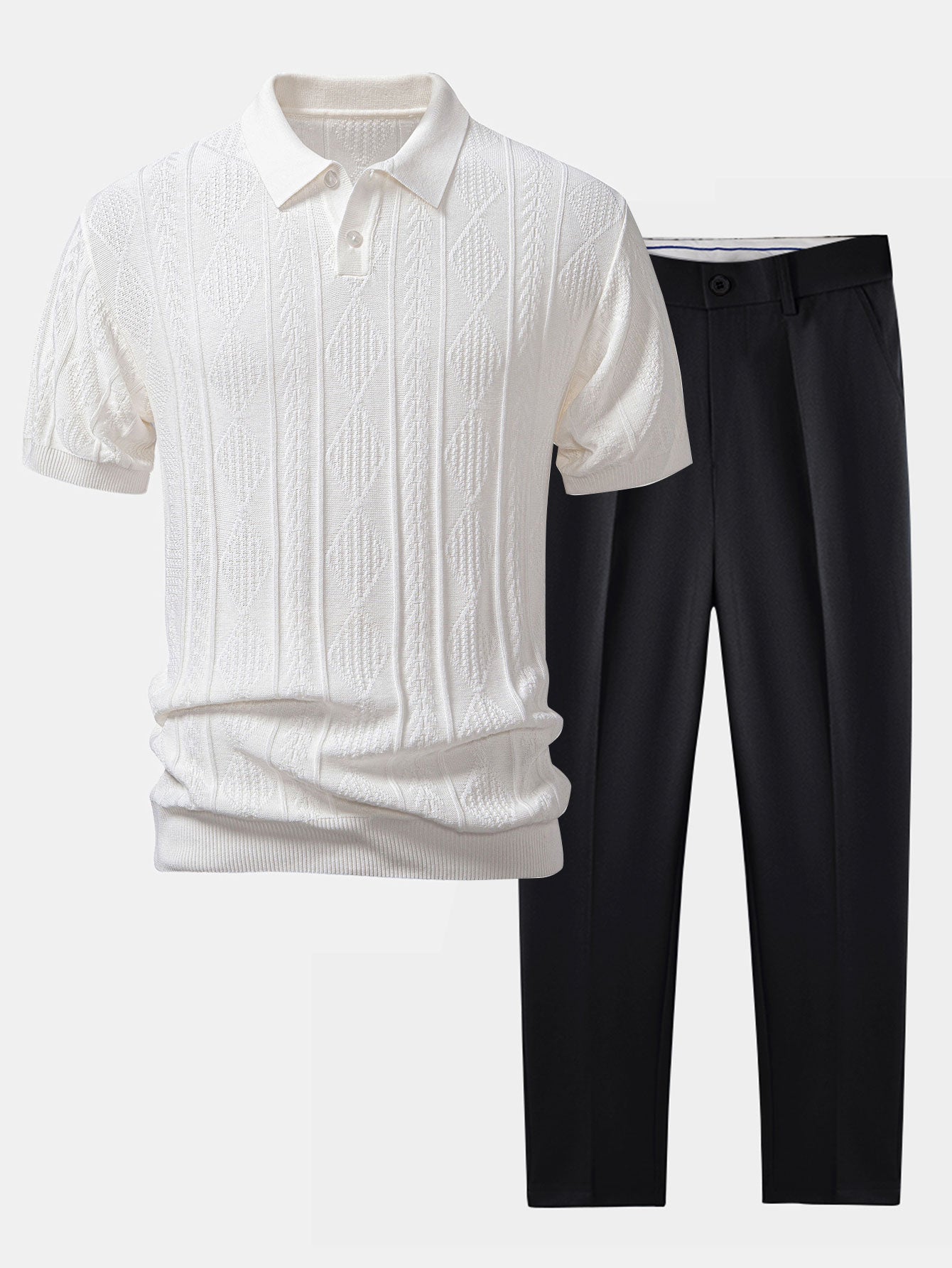 Helvano | Herren-Set Jacquard-Poloshirt &amp; Slim-Fit-Hose