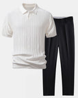 Helvano | Herren-Set Jacquard-Poloshirt & Slim-Fit-Hose