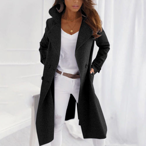 Helvano | Eleganter Wollmantel mit Umschlagkragen für Damen