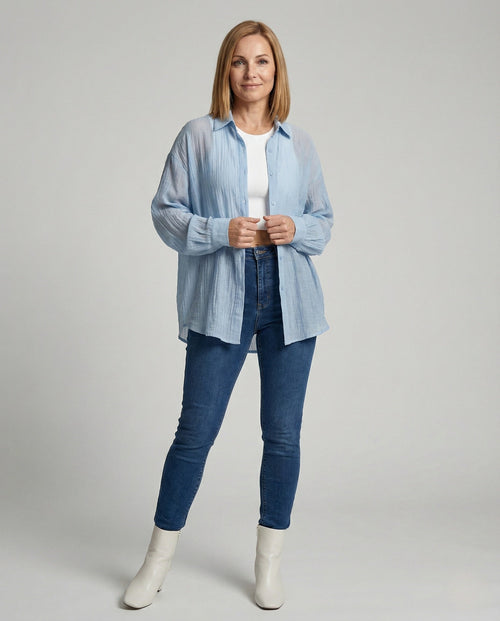 Helvano | Oversize Bluse mit Knotenfront für Damen