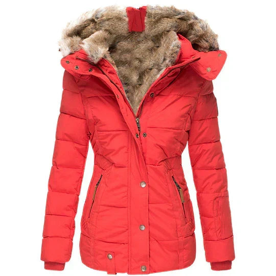 Helvano | Warme Winterjacke mit Fellkapuze für Damen