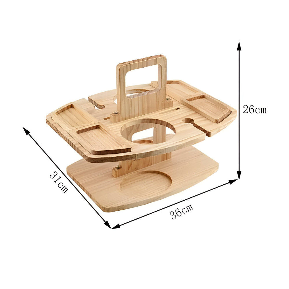 Helvano | Klappbarer Picknicktisch aus Holz mit Weinglashaltern
