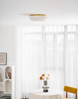 Helvano | Deckenleuchte aus Riffelglas in Gold & Weiss