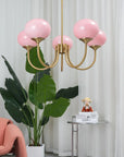 Helvano | Deckenleuchte mit rosa Glas in Goldoptik