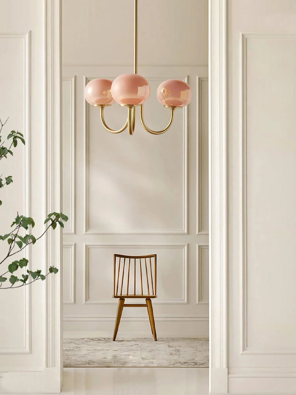 Helvano | Deckenleuchte mit rosa Glas in Goldoptik