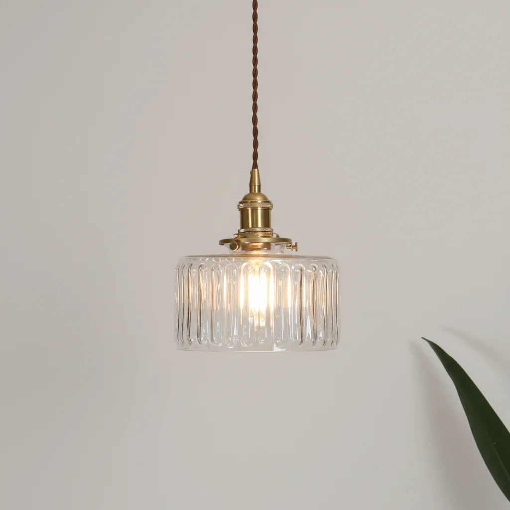 Helvano | Pendelleuchte aus geripptem Glas, höhenverstellbar