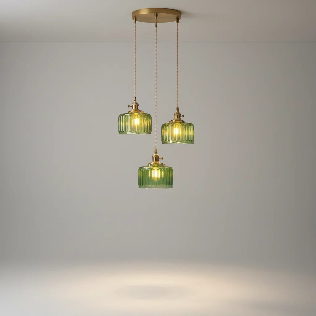 Helvano | Pendelleuchte aus geripptem Glas, höhenverstellbar