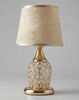 Helvano | Kristall-Tischlampe mit goldenem Trommelschirm