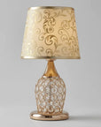 Helvano | Kristall-Tischlampe mit goldenem Trommelschirm