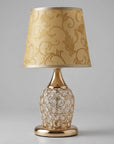 Helvano | Kristall-Tischlampe mit goldenem Trommelschirm
