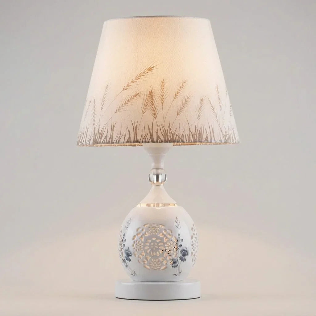Helvano | Kristall-Tischlampe mit goldenem Trommelschirm