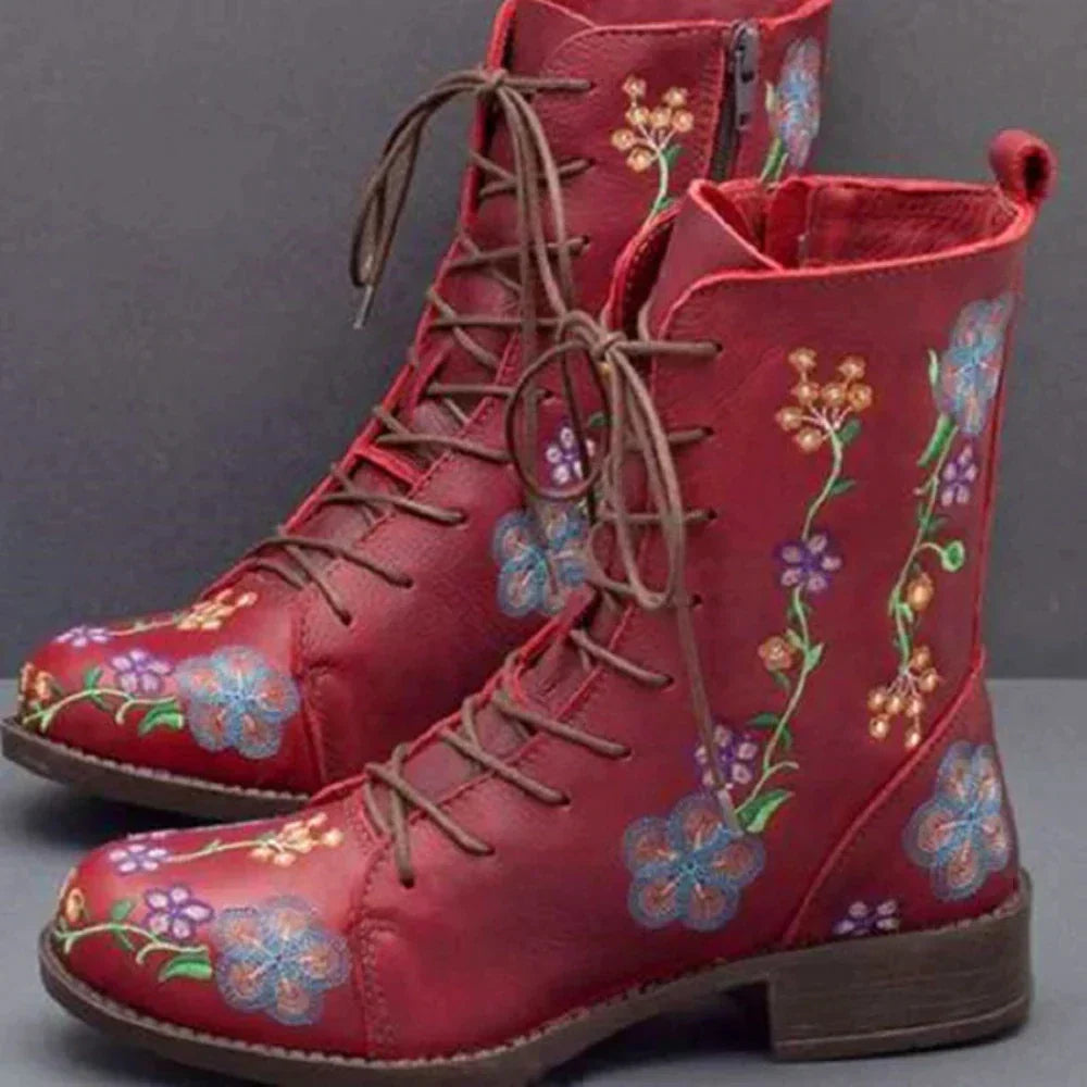 Helvano | Retro-Stiefel mit ethnischer Stickerei für Damen
