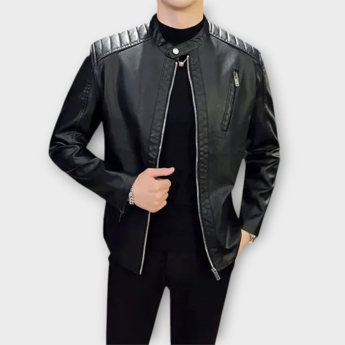 Helvano | Bikerjacke aus Kunstleder für Herren in Schwarz
