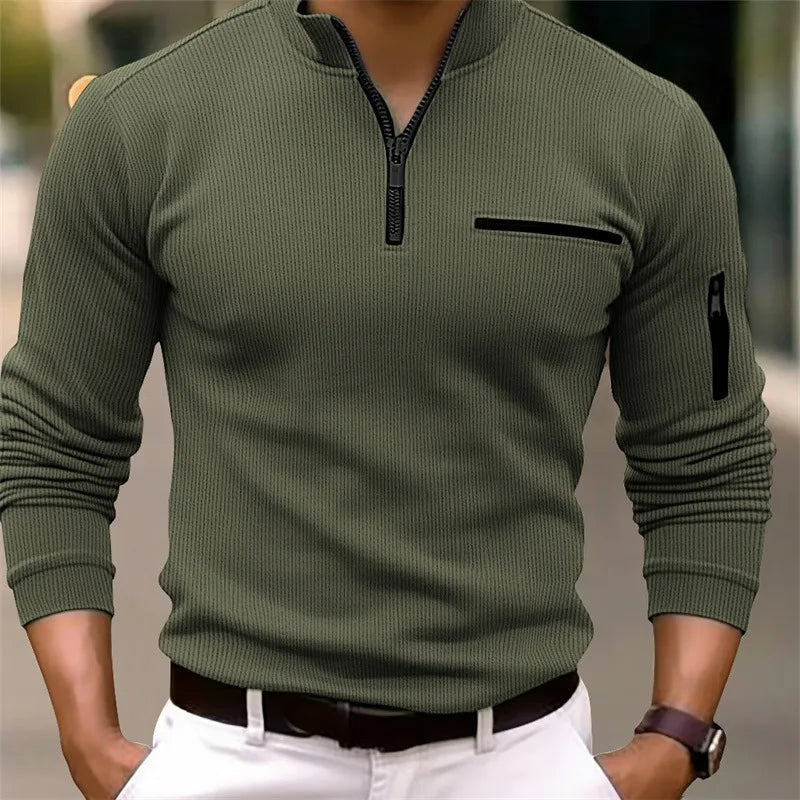 Helvano | Strickpullover mit Troyer-Kragen für Herren
