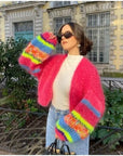 Helvano | Gestreifte offene Strickjacke für Damen
