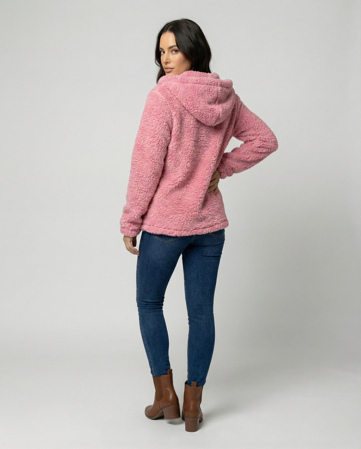 Helvano | Lange Teddy-Fleecejacke für Damen