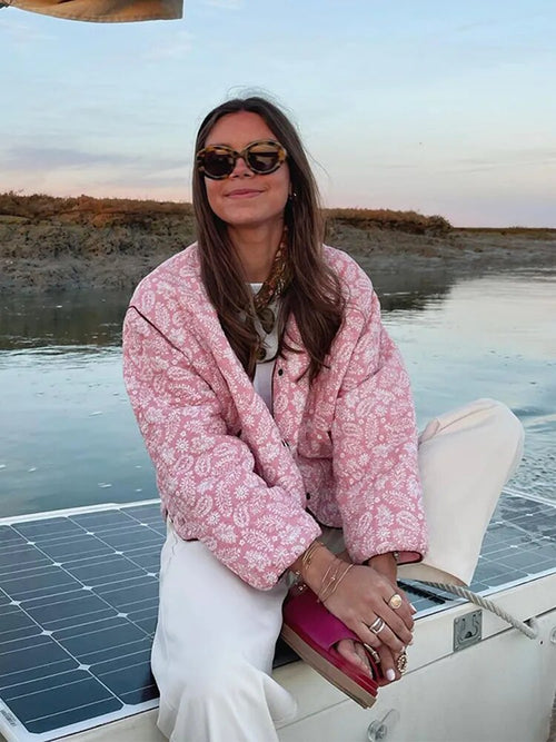 Helvano | Gesteppte Patchwork-Jacke für Damen in Rosa