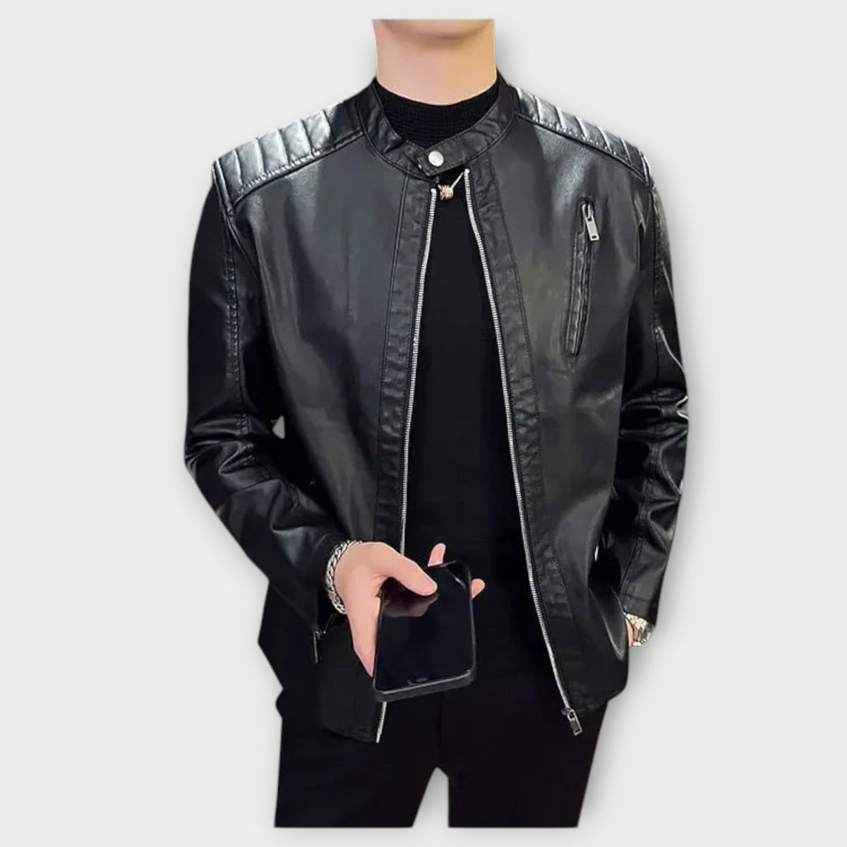 Helvano | Bikerjacke aus Kunstleder für Herren in Schwarz