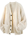 Helvano | Lockere Strickjacke mit V-Ausschnitt für Damen