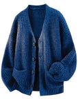 Helvano | Lockere Strickjacke mit V-Ausschnitt für Damen