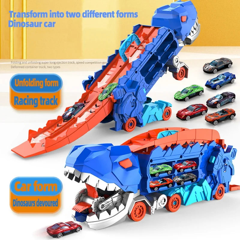 Helvano | Verwandelbares Dino-Rennbahn Spielset für Kinder