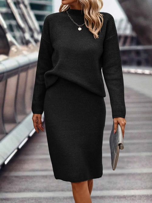Helvano | Zweiteiliges Strick-Set für Damen – Pullover & Rock
