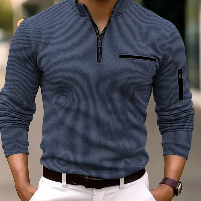 Helvano | Strickpullover mit Troyer-Kragen für Herren