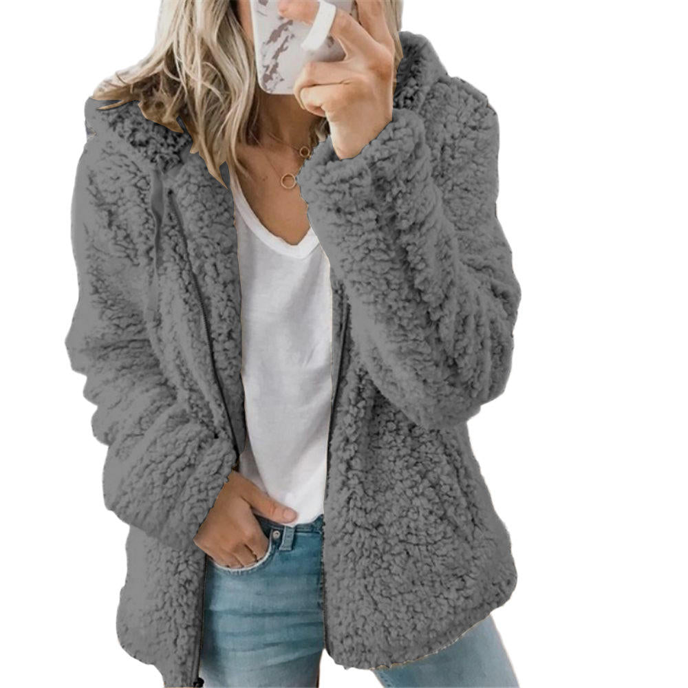 Helvano | Teddy-Fleece-Mantel mit Reissverschluss für Damen