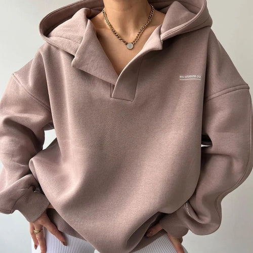 Helvano | Damen Hoodie mit V-Ausschnitt