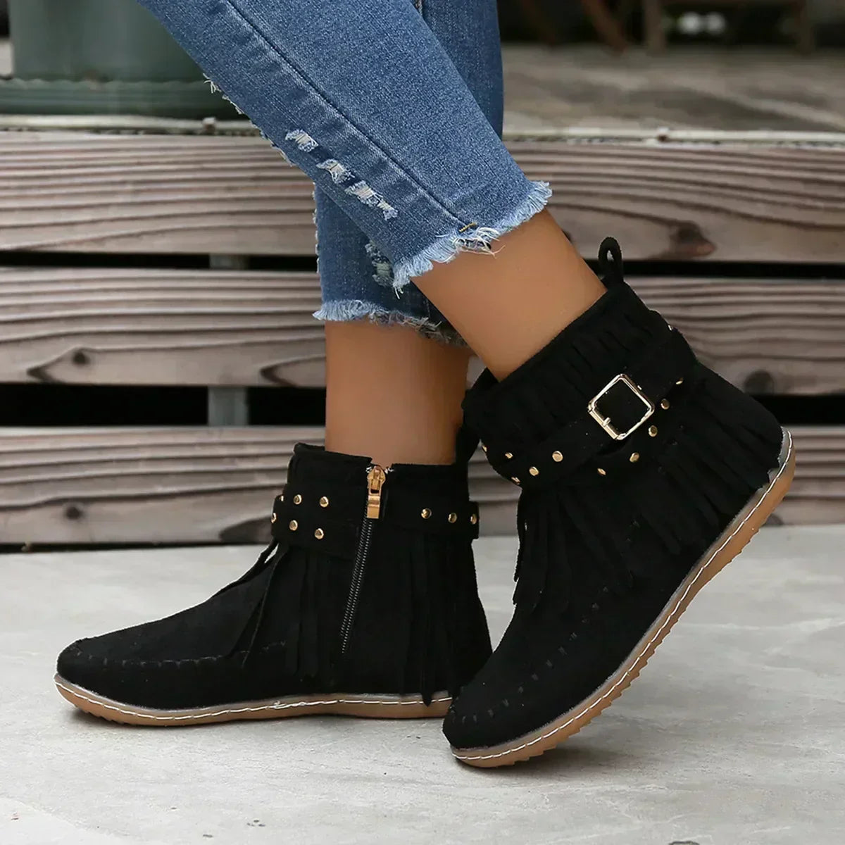 Helvano | Stiefeletten mit Fransen und Nieten für Damen