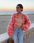 Helvano | Gestreifte offene Strickjacke für Damen
