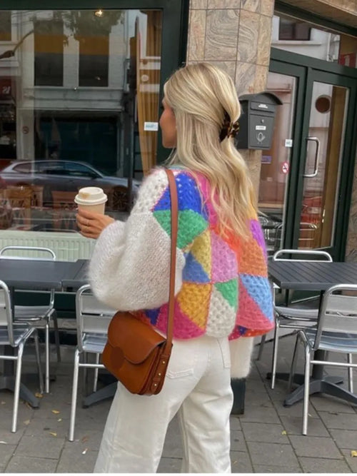 Helvano | Gestreifte offene Strickjacke für Damen