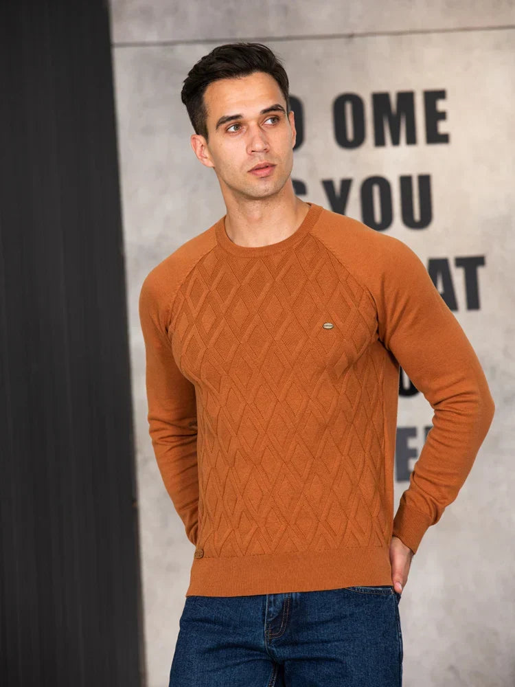 Helvano | Kariertes Herren-Pullover in Marineblau