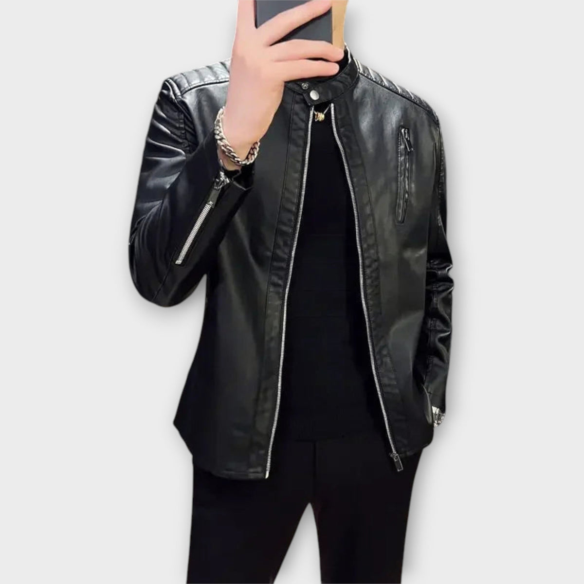 Helvano | Bikerjacke aus Kunstleder für Herren in Schwarz